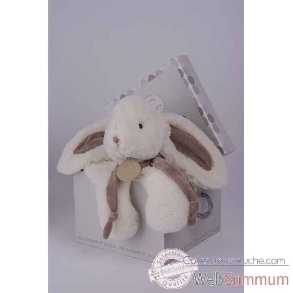 Doudou et Compagnie Doudou Lapin bonbon 75 cm+coffre - taupe -1249