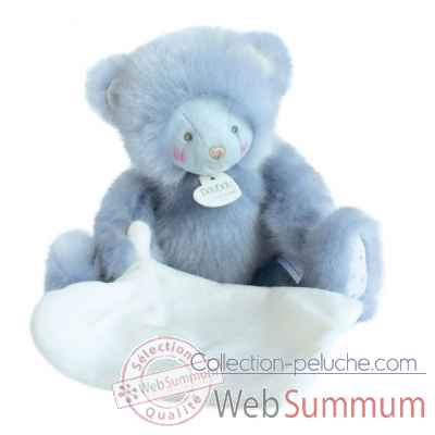 Peluche Doudou tendre trop mimi - ourson bleu avec mouchoir Doudou et Compagnie -DC3553