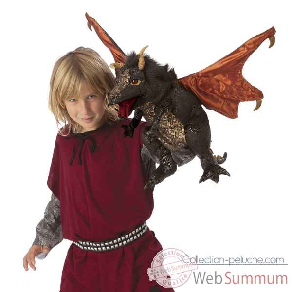 Marionnette ventriloque dragon noir Folkmanis -3069 -2