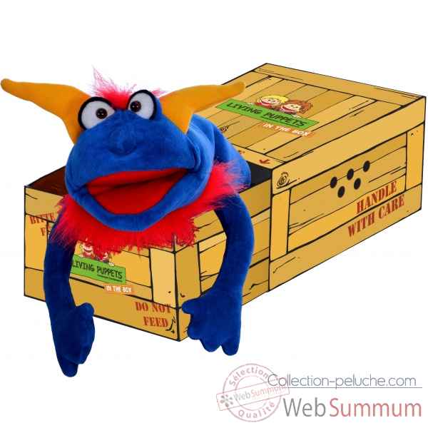 Marionnette a main en boite crazy bleu Living Puppets -W717 -1