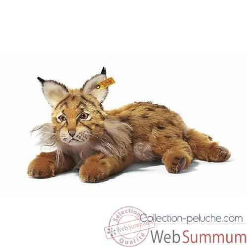 Peluche Steiff Lynx Mini mohair couche brun et roux -st069611