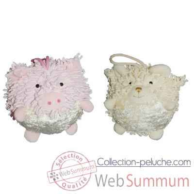Les Petites Marie - Collection Boule, Lot de 2 boules Cochon et Mouton