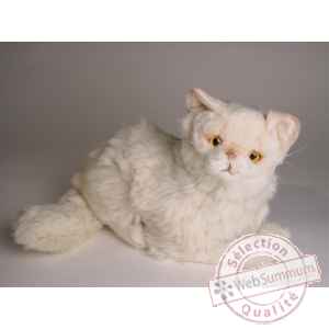 Peluche allongee chat persan chinchilla beige 30 cm Piutre -2308