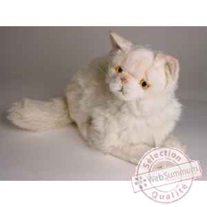 Peluche allongee chat persan chinchilla beige 50 cm Piutre -2306