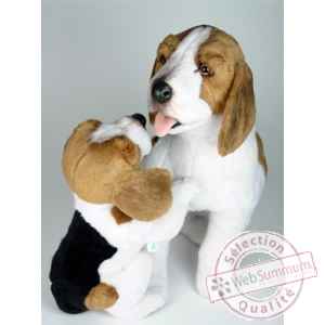 Peluche assise beagle avec chiot 50+30 cm Piutre -2241