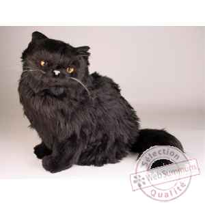 Peluche assise chat persan noir 40 cm Piutre -2396