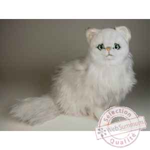 Peluche assise chat persan chinchilla blanc 50 cm Piutre -2300
