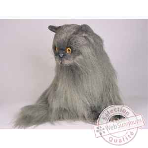Peluche assise chat angora gris 45 cm Piutre -2334