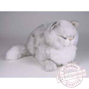 Peluche chat persan argente dormant 40 cm Piutre -2437