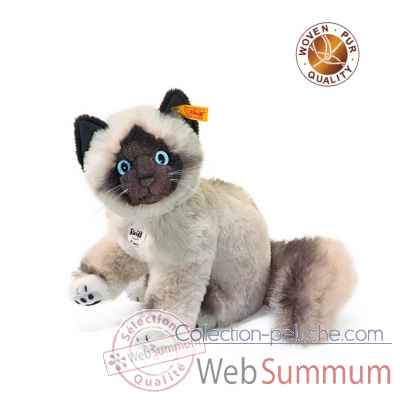 Peluche steiff chat birman cattie, creme/brun fonce -099458