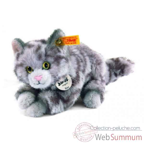 Peluche steiff chat kitty, gris mouchete -099397