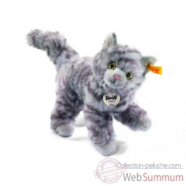 Peluche steiff chat kitty, gris mouchete -099410
