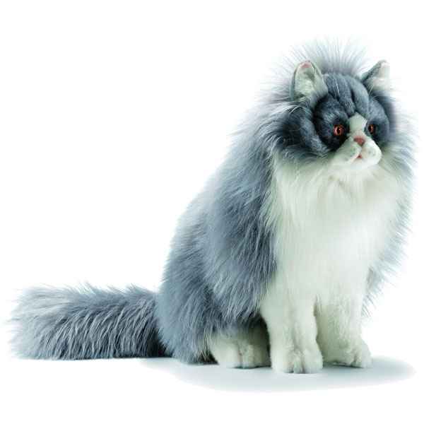 Anima - Peluche chat persan assis gris/blanc 35 cm -5012