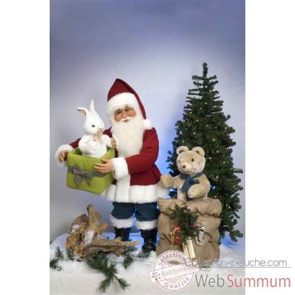 Automate - pere noel avec lapin et teddy bear Automate Decoration Noel 414
