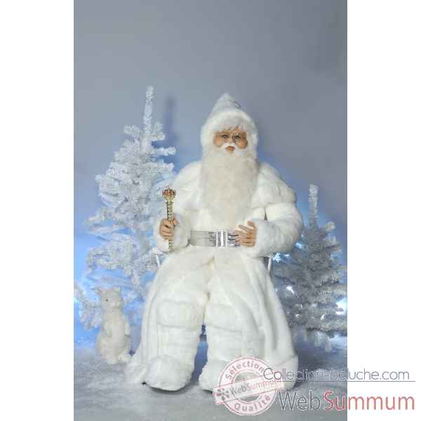 Automate - pere noel roi des neiges en costume blanc parlant Automate Decoration Noel 408-CS