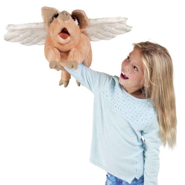 Marionnette a main cochon volant peluche Folkmanis -3120