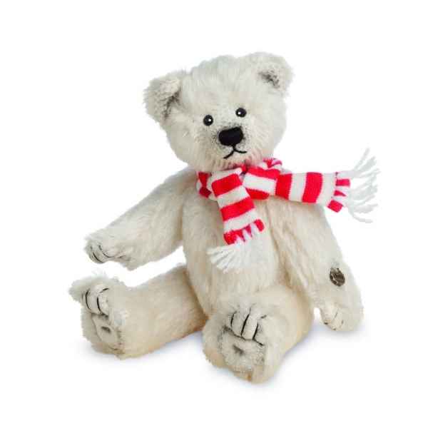 Ours en peluche de collection ours polaire avec echarpe 14 cm hermann -15499 0