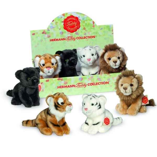 Lot de 8 peluches animaux sauvages 4 assortis 15 cm hermann teddy collection -90411 3