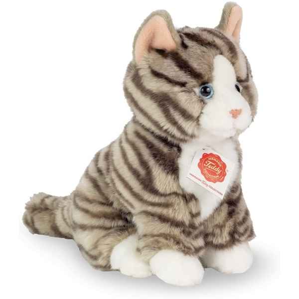 Peluche chat assis gris 21 cm collection hermann teddy -91833 2