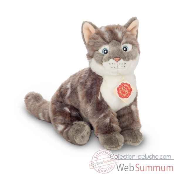 Peluche chat assis tigre gris 24 cm hermann teddy -91828 8