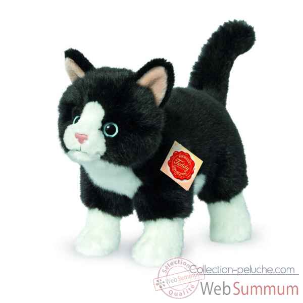 Peluche chat noir et blanc debout 20 cm Hermann -91820 2