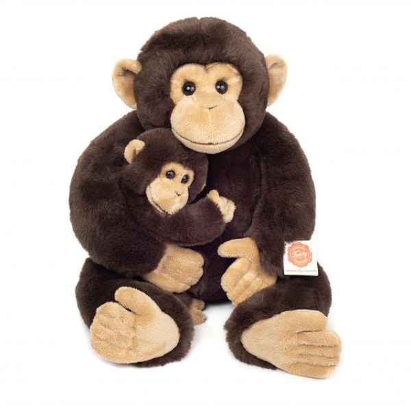 Peluche Chimpanzé avec bébé 40 cm hermann -92947 5