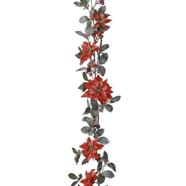 Guirlande deco poinsettia enneige 180 cm Kaemingk -685128