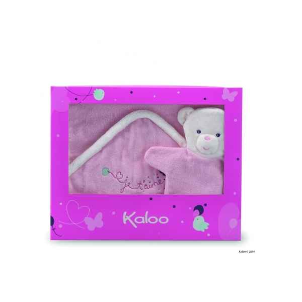 petite rose - sortie de bain bebe avec gant de toilette marionnette Kaloo -K969876