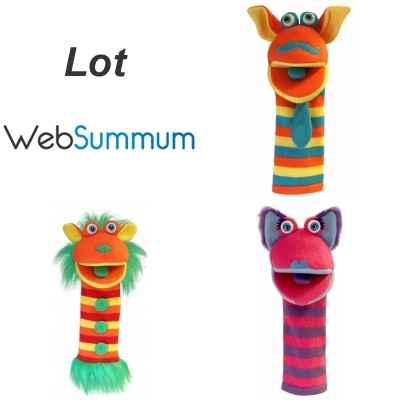 Lot 3 marionnettes chaussette ventriloques -LWS-417