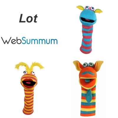 Lot 3 marionnettes chaussettes a main ventriloque tricot colores -LWS-487