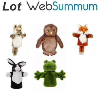 Lot 5 marionnettes a main gant Les animaux des bois -LWS-363