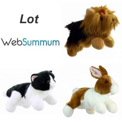 Lot 3 marionnettes a main gants animaux de compagnie chien et chat -LWS-368