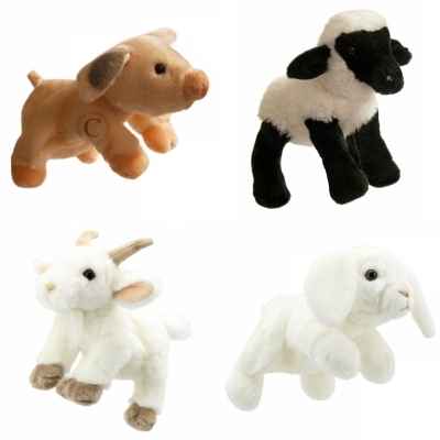 Lot marionnettes à main les animaux de la ferme (cochon, mouton, chèvre, lapin) -LWS-492