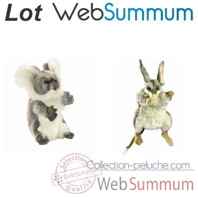 Lot 2 marionnettes à main peluches animalières réalistes Koala et Bilby -LWS-510
