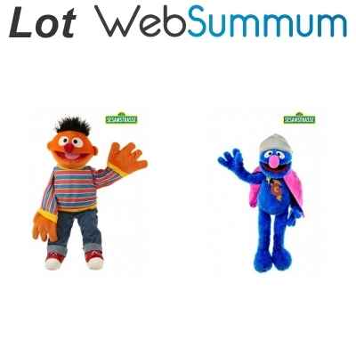 Lot marionnettes ventriloques Ernest et Grover 5,Rue Sesame -LWS-451