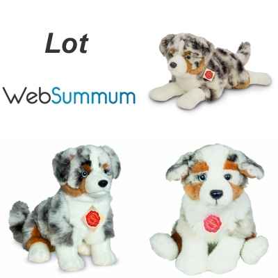 Lot 3 peluches chien Berger Australien Herman - Web Summum Sélection -LWS-507