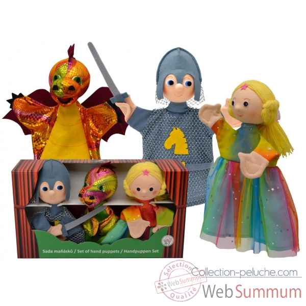 Lot marionnettes à main princesse, chevalier dragon avec histoire -LWS-11374