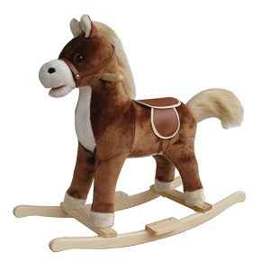 Petit cheval  bascule peluche marron fonc New classic toys 1140
