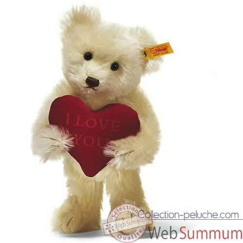 Video Peluche Steiff Ours Teddy I love you mohair creme -st002885