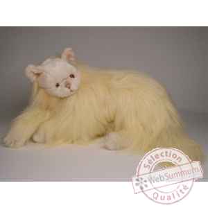 Peluche allongee chat angora beige 45 cm Piutre -2335