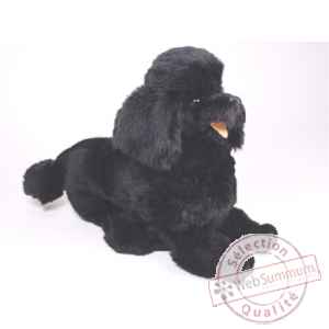 Peluche allongee poodle noir 60 cm Piutre -253