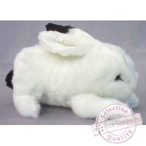 Peluche allongee lapin noir et blanc 30 cm Piutre -710