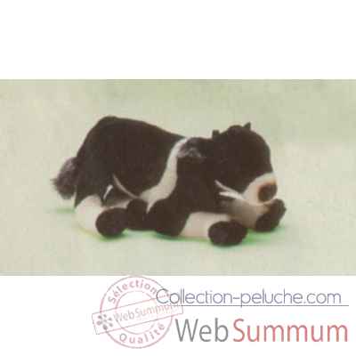 Peluche allongee vache noire et blanche 38 cm Piutre -2689