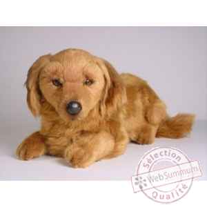 Peluche allongee teckel dachshund, poils longs 35 cm Piutre -2255