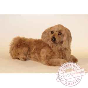 Peluche allongee teckel dachshund, poils longs 60 cm Piutre -2253