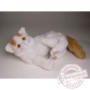 Peluche couchee chat Turc de Van 35 cm Piutre -2319