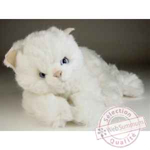 Peluche couchee chat blanc 45 cm Piutre -2442
