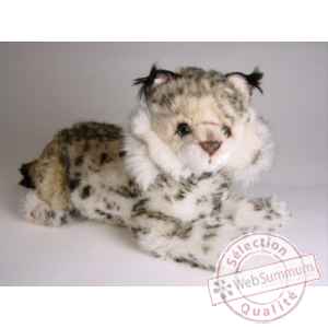Peluche allongee lynx 40 cm Piutre -2554