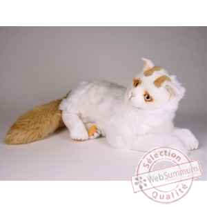 Peluche allongee chat turc de Van 45 cm Piutre -2317
