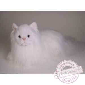 Peluche allongee chat angora blanc 45 cm Piutre -2333